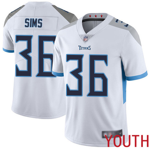 Tennessee Titans Limited White Youth LeShaun Sims Road Jersey NFL Football #36 Vapor Untouchable